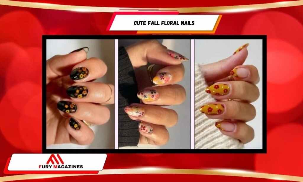 Cute Fall Floral Nails